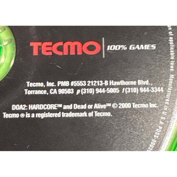 DOA2 Hardcore PlayStation 2 Game Disc Tecmo NTSC U/C 2000 Teen Rating DISC ONLY - Picture 2 of 4
